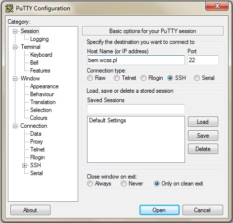 Konfiguracja przekierowania wyświetlania w PuTTy